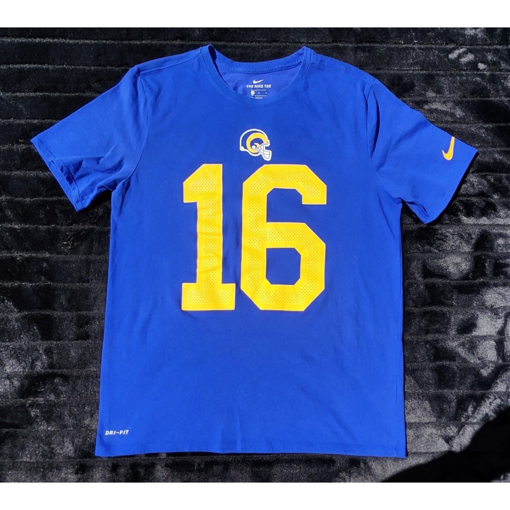 Nike Jared Goff #16 Los Angeles LA Rams Tee Shirt Men's Size Large Blue